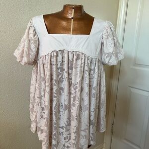Free People Cream Lacey Blouse
